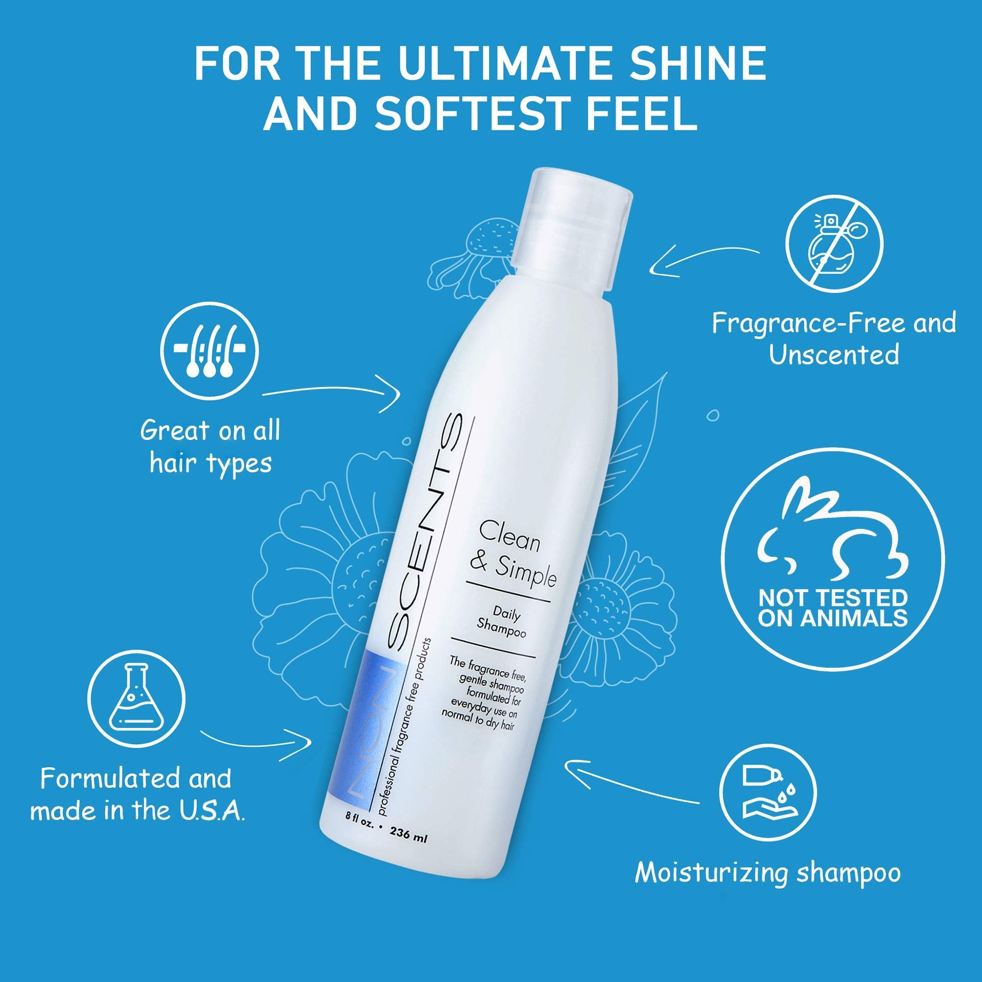 Nonscents Fragrance Free Shampoo – Made in USA, Hydration, Keratin & Silk Amino Acids