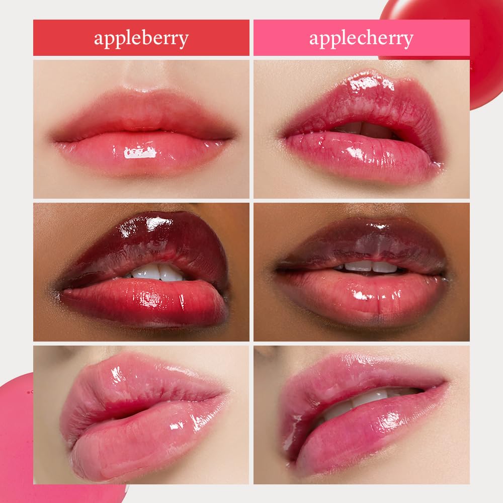 NOONI Korean Lip Oil Set – Appleberry & Applecherry | Long-Lasting Hydrating Lip Glow