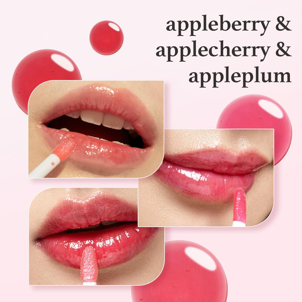 NOONI Vegan Appleseed Lip Oil Set – Appleberry, Applecherry & Appleplum | Long-Lasting Moisture, Plumping & Gloss