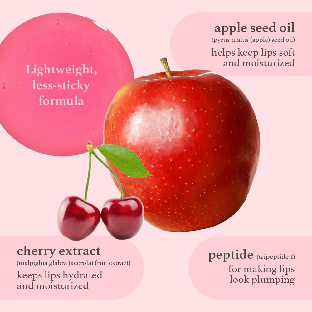 NOONI Vegan Appleseed Lip Oil Set – Appleberry, Applecherry & Appleplum | Long-Lasting Moisture, Plumping & Gloss