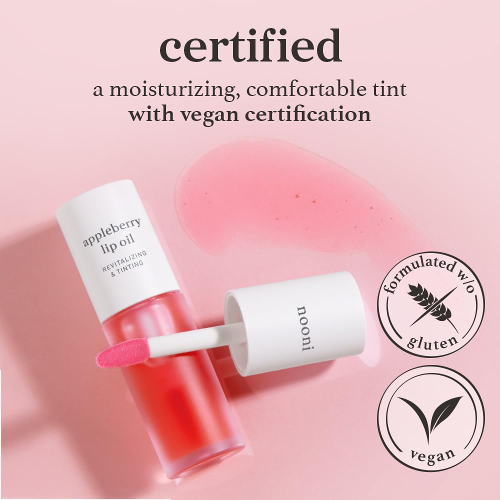 NOONI Lip Oil Set Appleberry & Applefig | Long-Lasting Hydration, Plumping Shine, Tinted Lip Glow