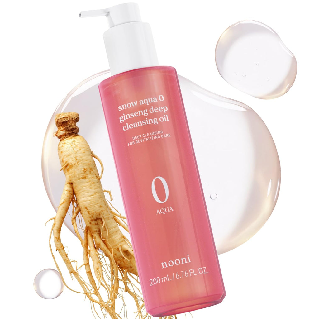 NOONI Snow Aqua 0 Ginseng Deep Cleansing Oil – Glass Skin & Pore Care, 6.76 fl oz