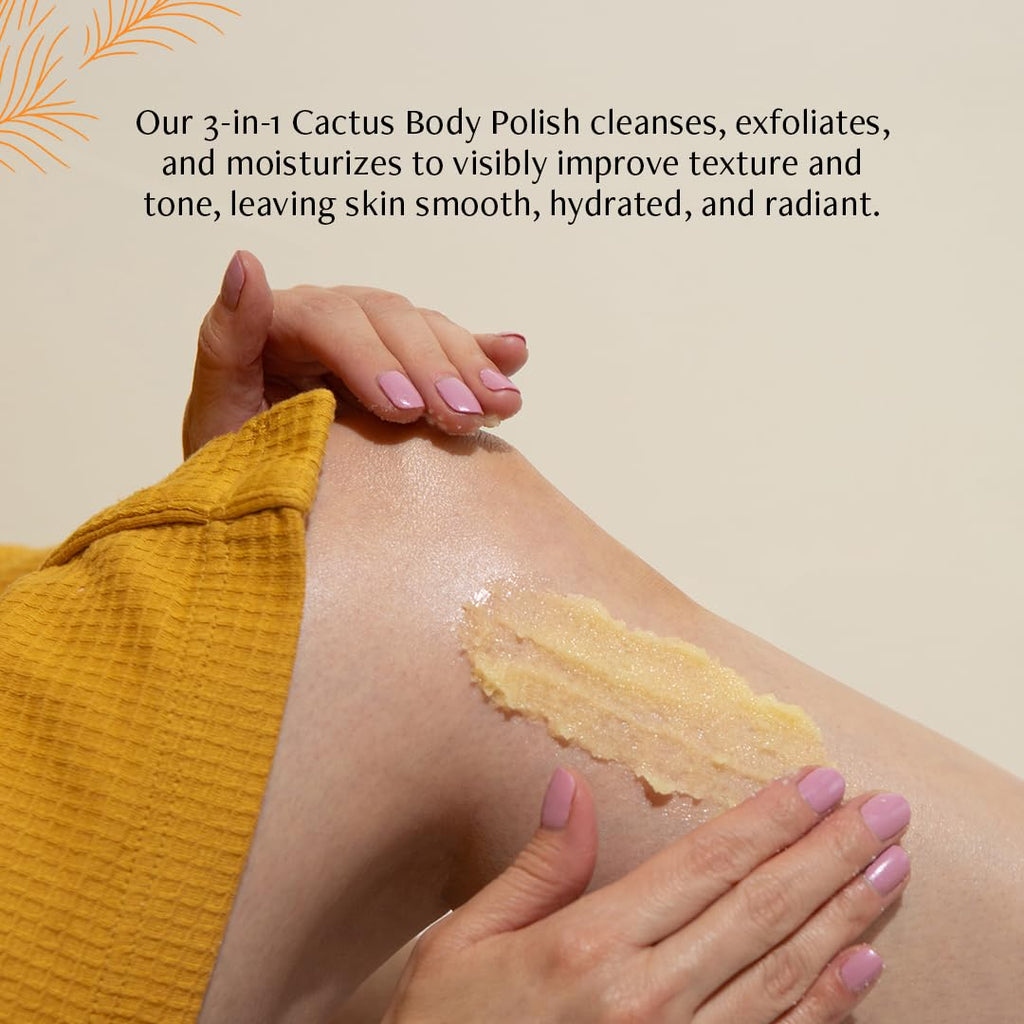 Nopalera Cactus Body Polish Tangerine — 3-in-1 Clean Beauty, Oil Cleanser, Exfoliant & Moisturizer (6 oz)
