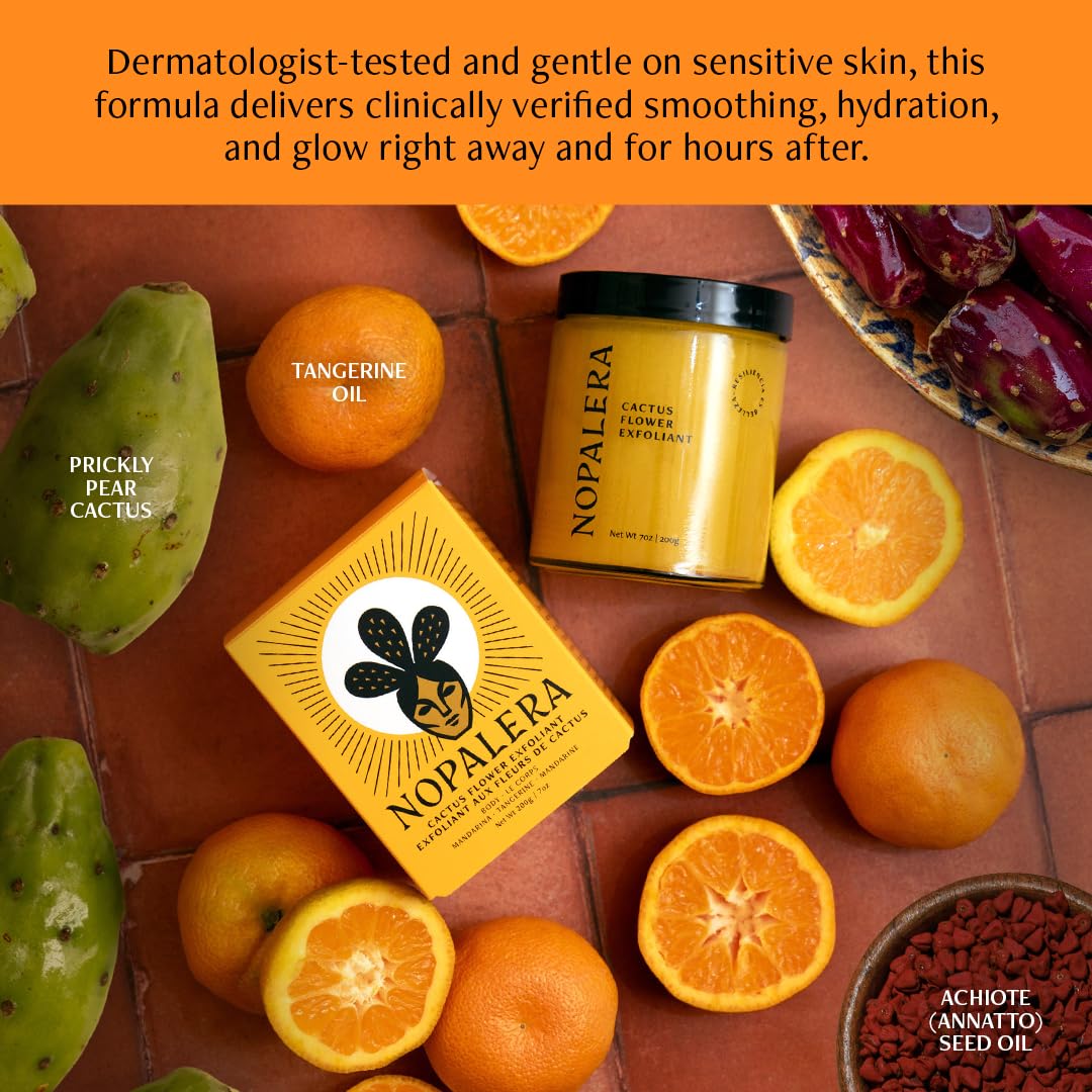 Nopalera Cactus Body Polish Tangerine — 3-in-1 Clean Beauty, Oil Cleanser, Exfoliant & Moisturizer (6 oz)