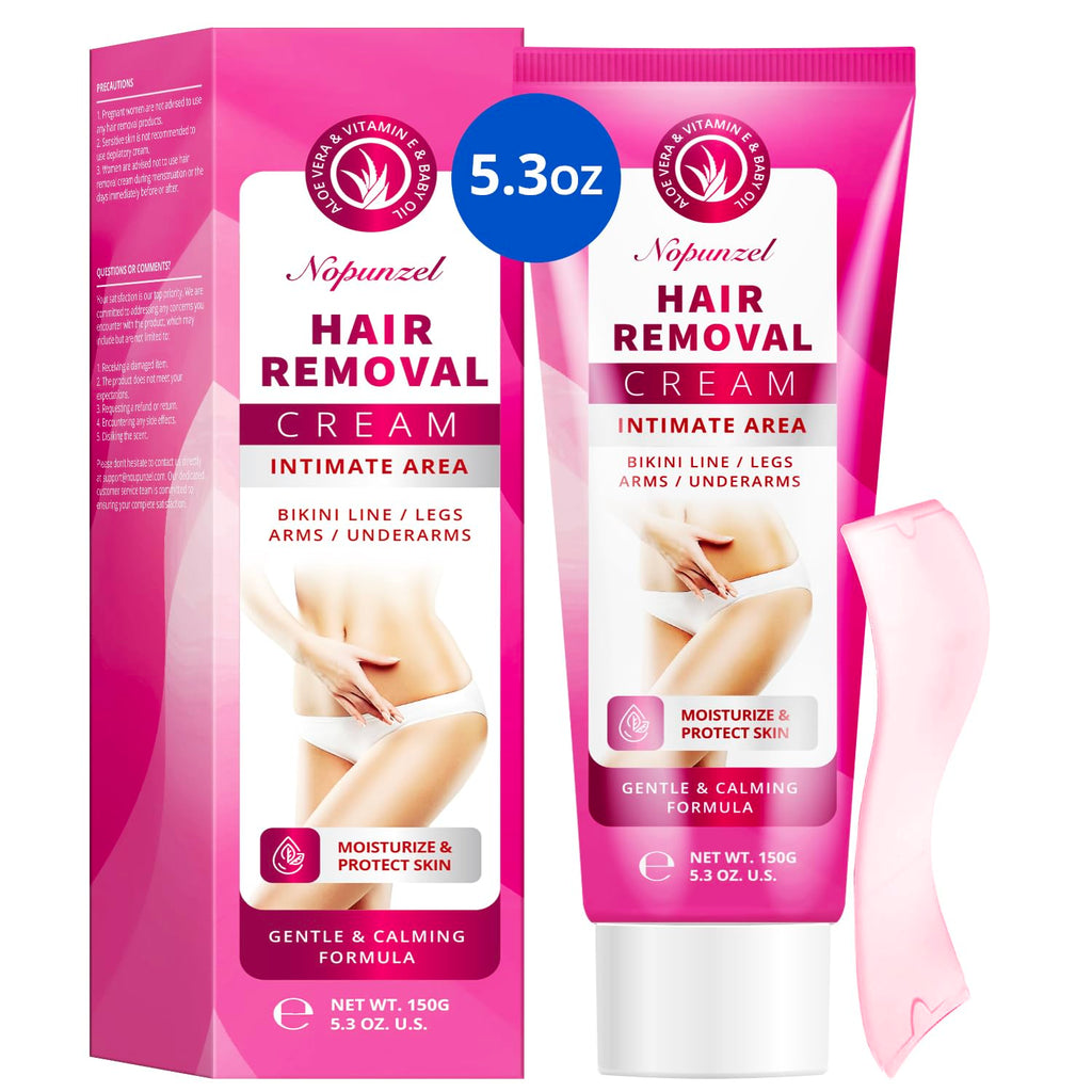 NOPUNZEL Hair Removal Cream for Women – Fast, Painless Bikini & Body Removal (5.3 oz)