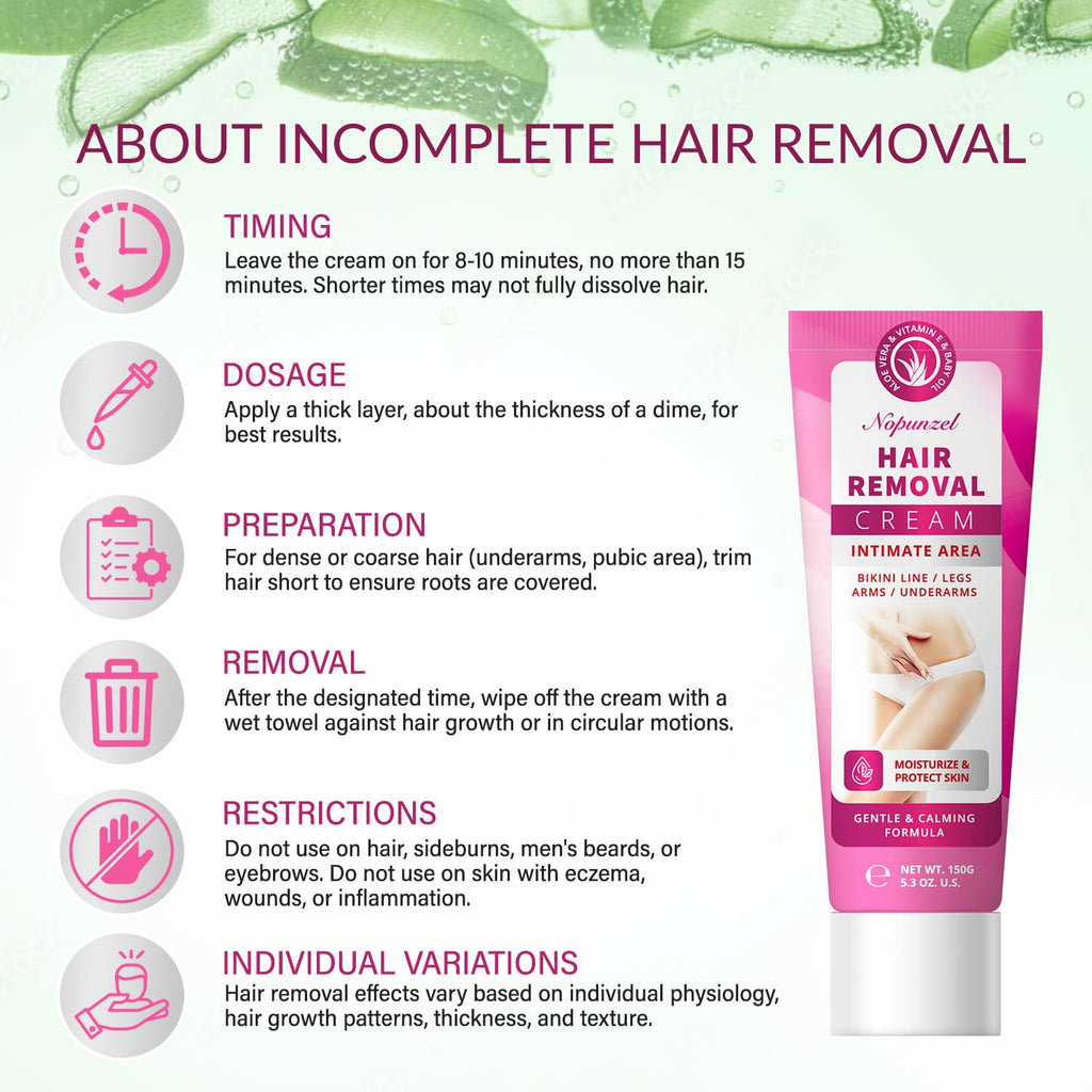 NOPUNZEL Hair Removal Cream for Women – Fast, Painless Bikini & Body Removal (5.3 oz)