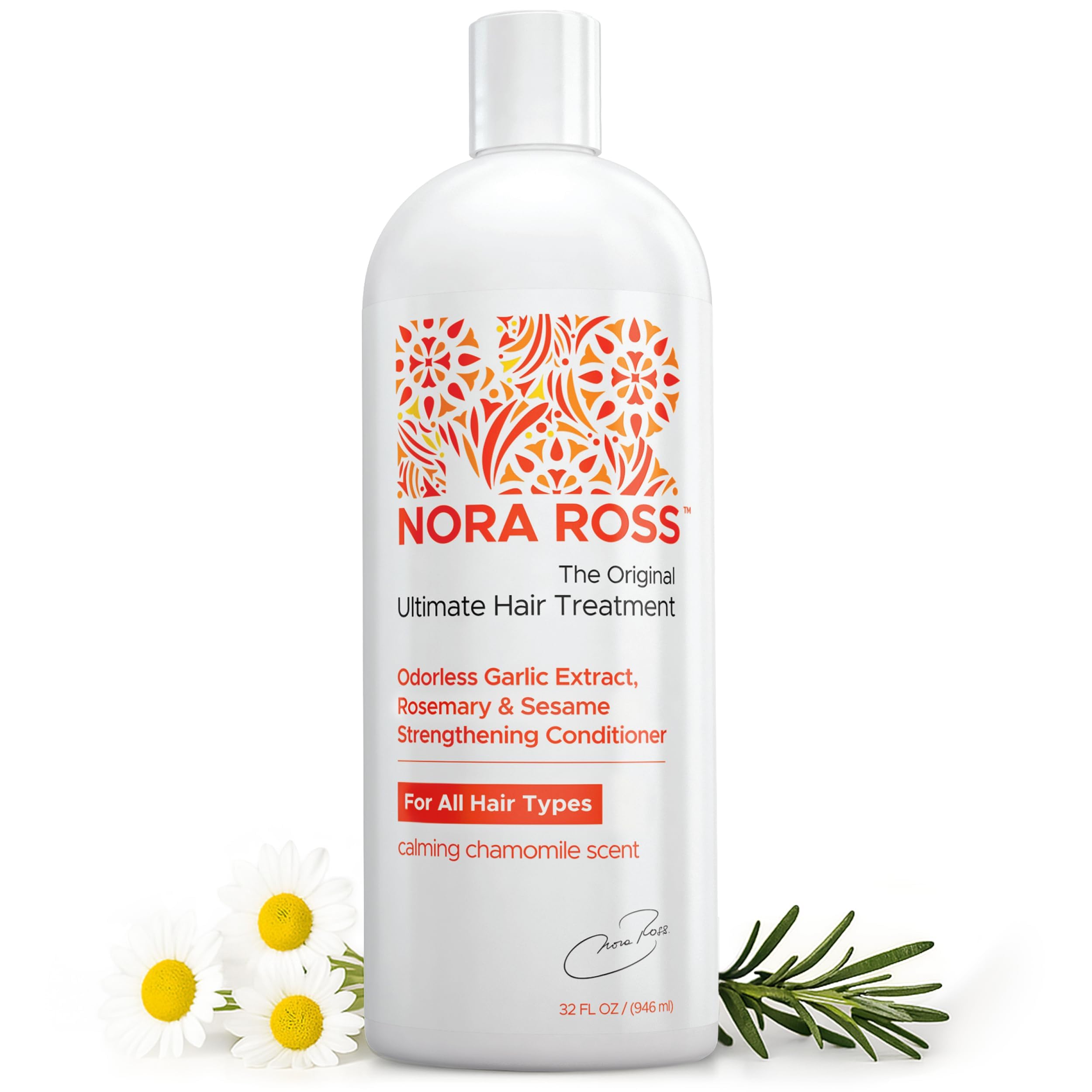Nora Ross Garlic Extract Strengthening Conditioner with Sesame Seed Oil – Hydrating Paraben-Free 32oz
