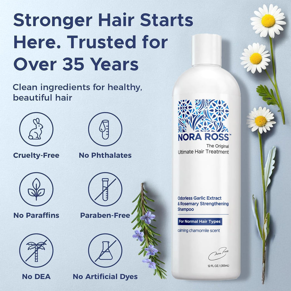 Nora Ross Garlic Extract & Rosemary Strengthening Shampoo & Conditioner – 12 oz Each