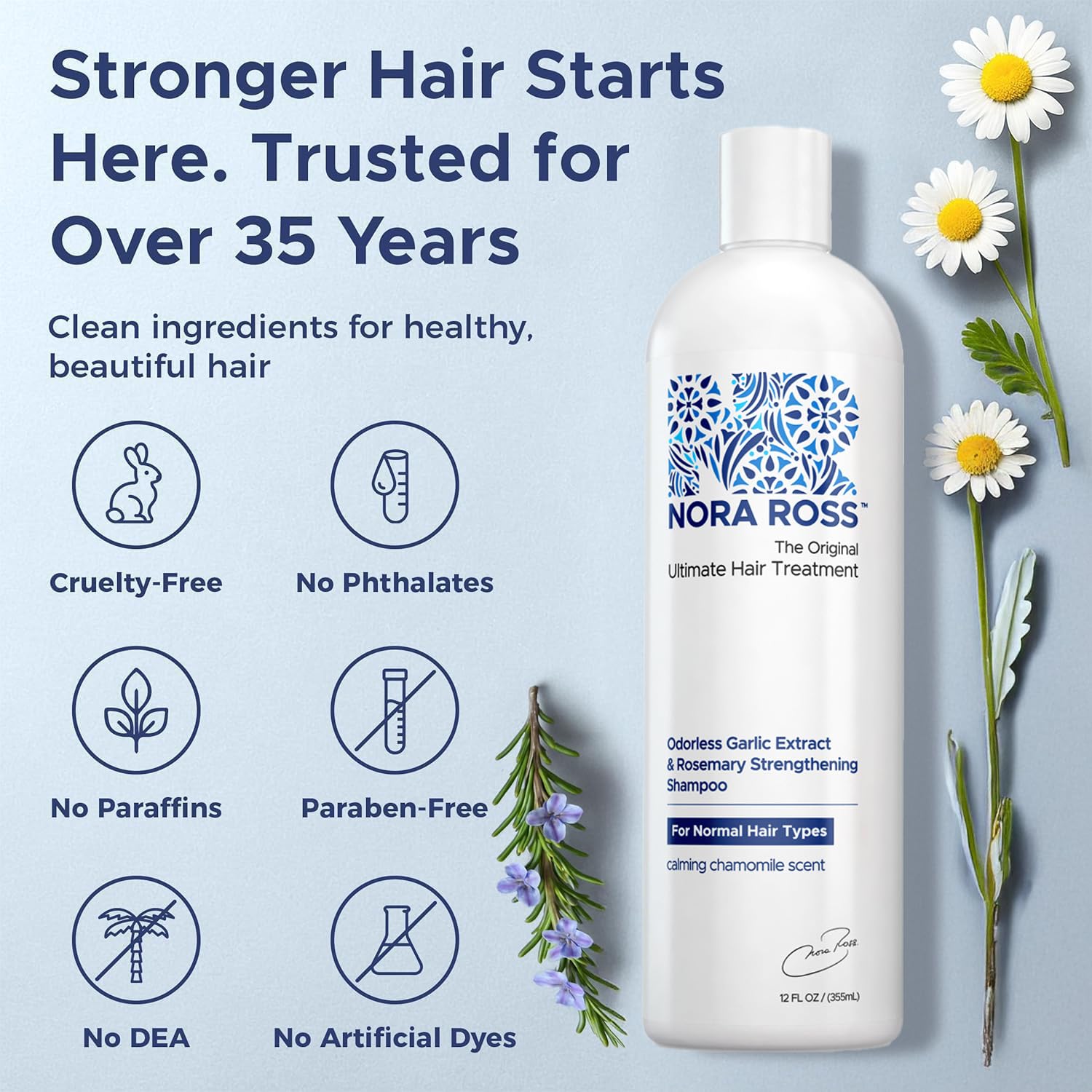 Nora Ross Garlic Extract & Rosemary Strengthening Shampoo & Conditioner – 12 oz Each