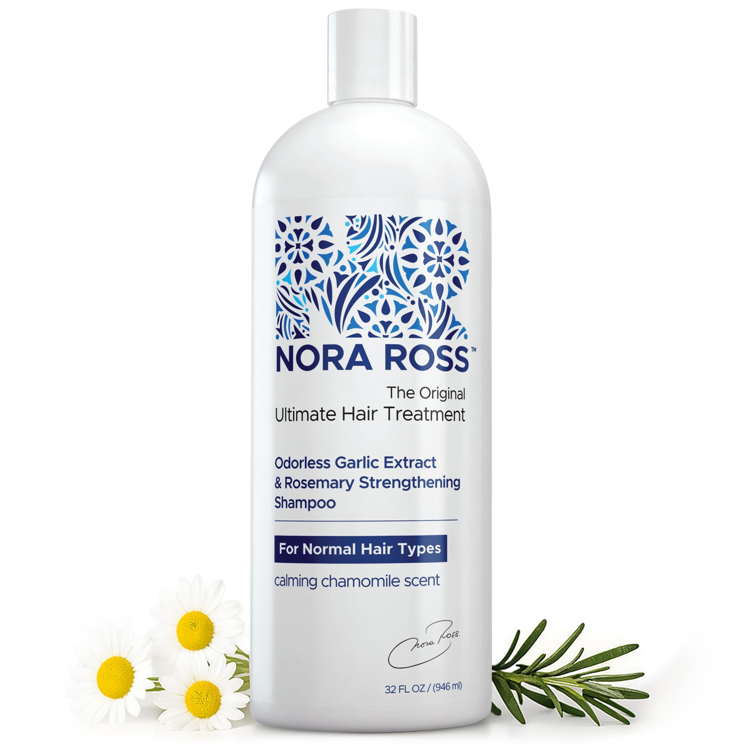 Nora Ross Garlic Extract Hair Strengthening Shampoo – Thickening, Rosemary, 32oz