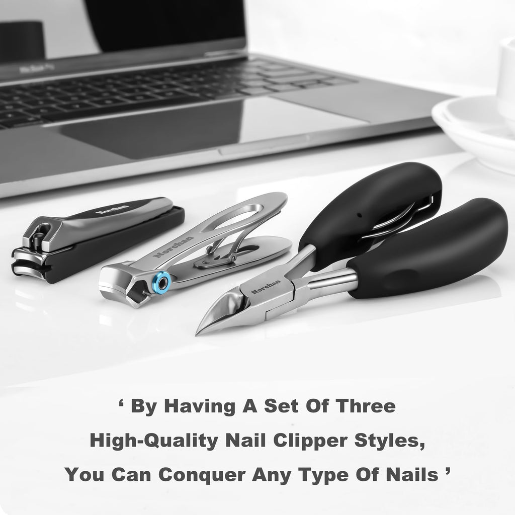Norchan Large Nail Clippers Set – 5-Piece Heavy-Duty Toenail & Fingernail Clippers with File