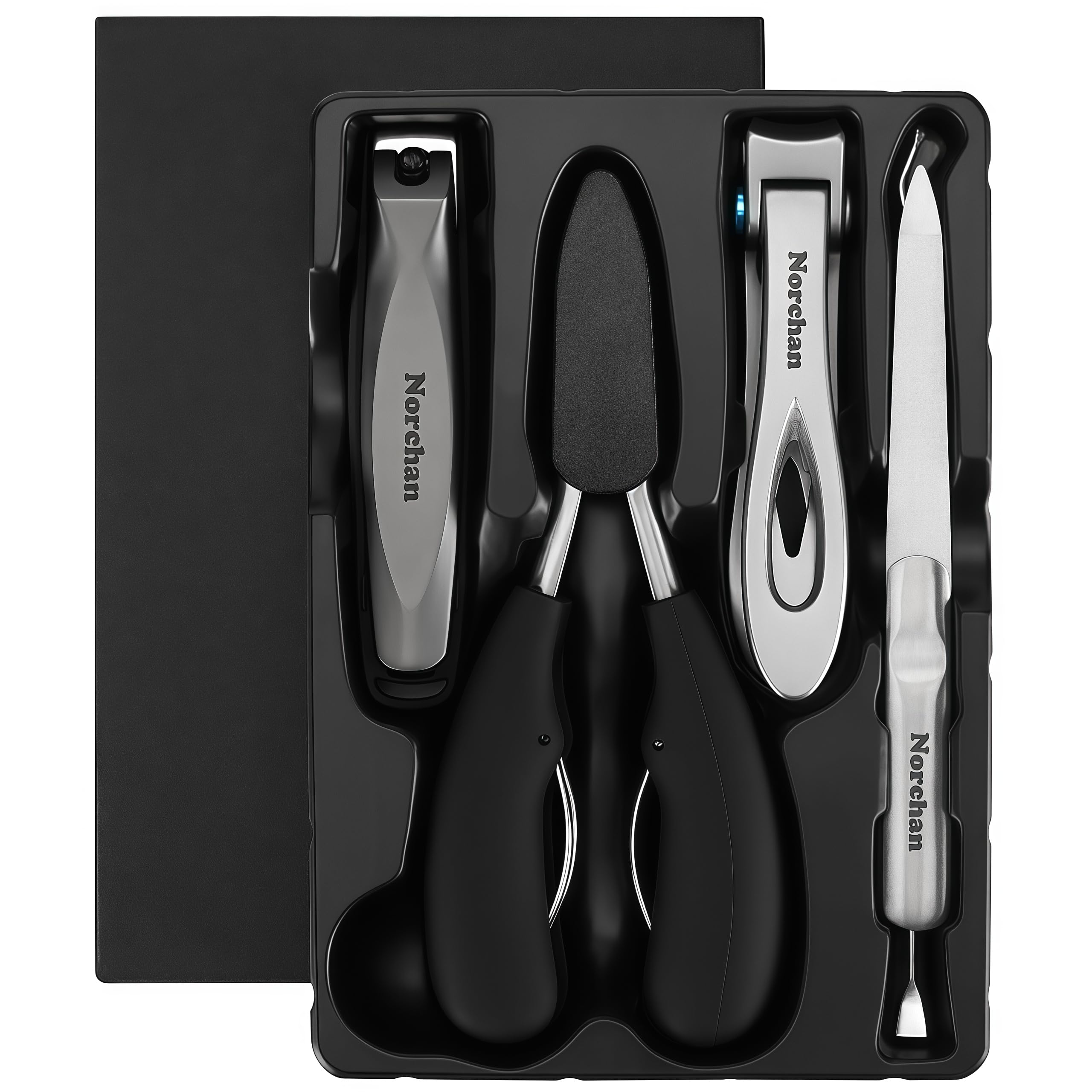 Norchan Large Nail Clippers Set – 5-Piece Heavy-Duty Toenail & Fingernail Clippers with File