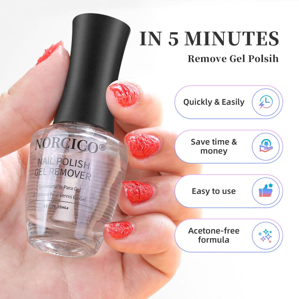 NORCICO Gel Polish Remover – Quick 3-5 Minute Gel Removal, No Foil Soaking, 30ml (2 Pcs)