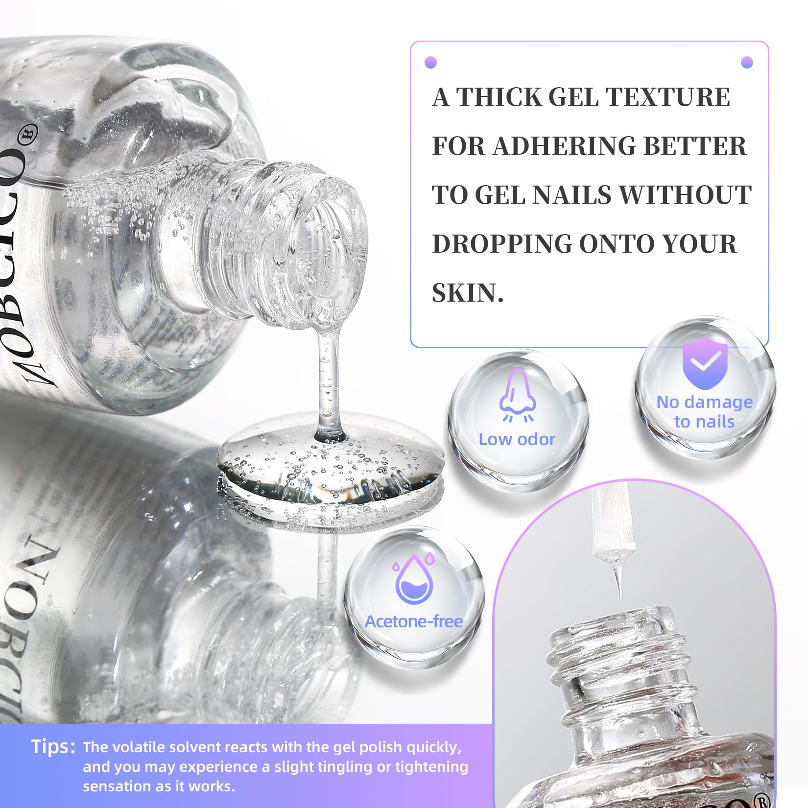 NORCICO Gel Polish Remover – Quick 3-5 Minute Gel Removal, No Foil Soaking, 30ml (2 Pcs)