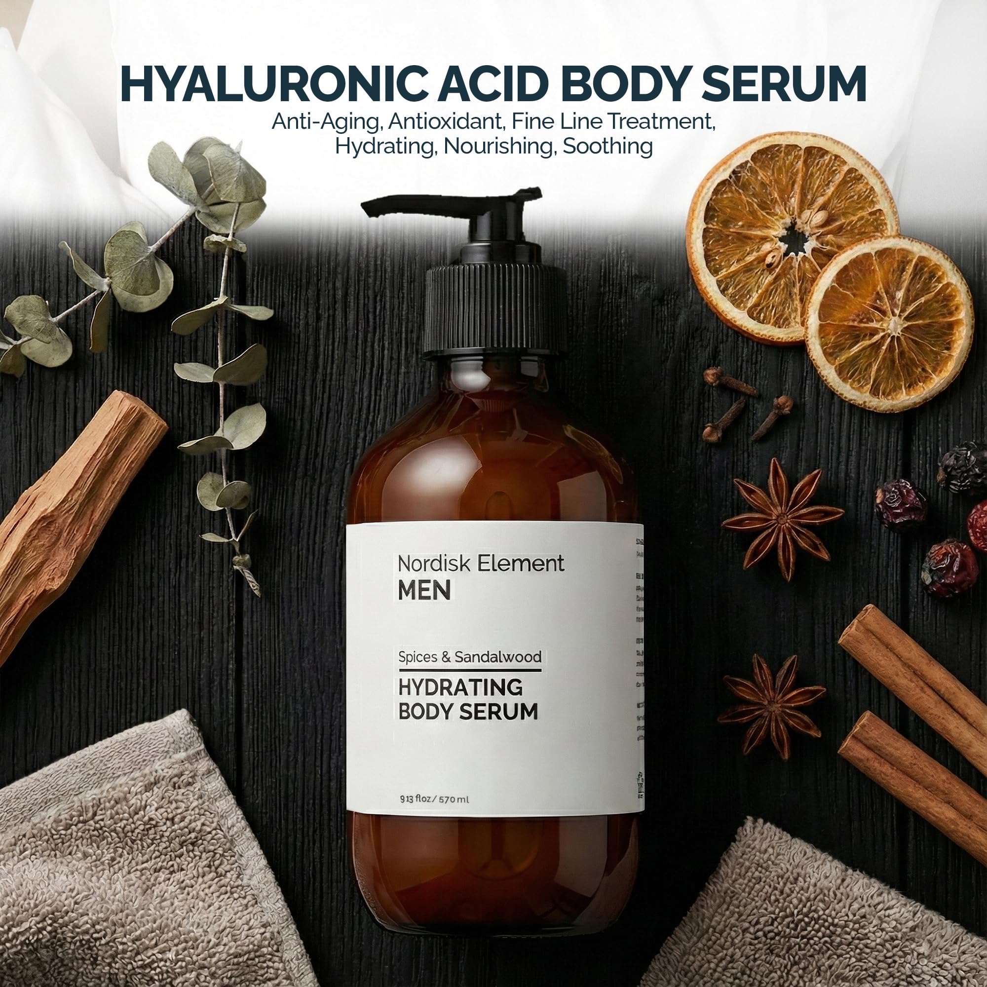 Nordisk Element Body Serum for Men — Lightweight Hydration with Hyaluronic Acid & Nordic Botanicals
