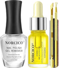 NORCICO Gel Polish Remover Kit — Fast, Low Odor, 2–5 Min Removal with Cuticle Oil & Tools