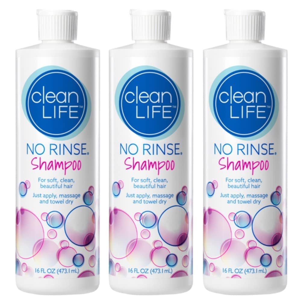 No-Rinse Shampoo, 16 fl oz – Rinse-Free, Fresh, Odor-Free Hair (Pack of 3)