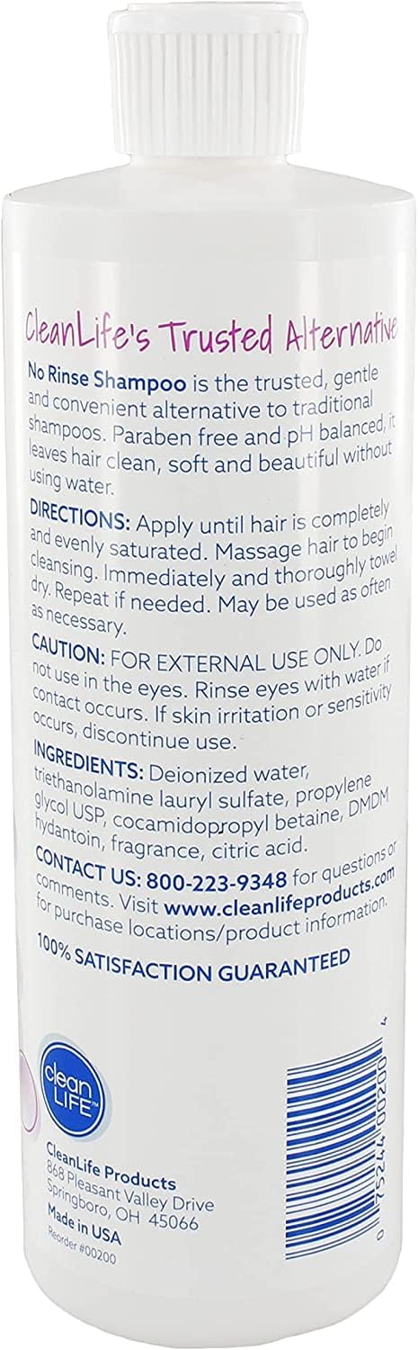 No-Rinse Shampoo, 16 fl oz – Rinse-Free, Fresh, Odor-Free Hair (Pack of 3)