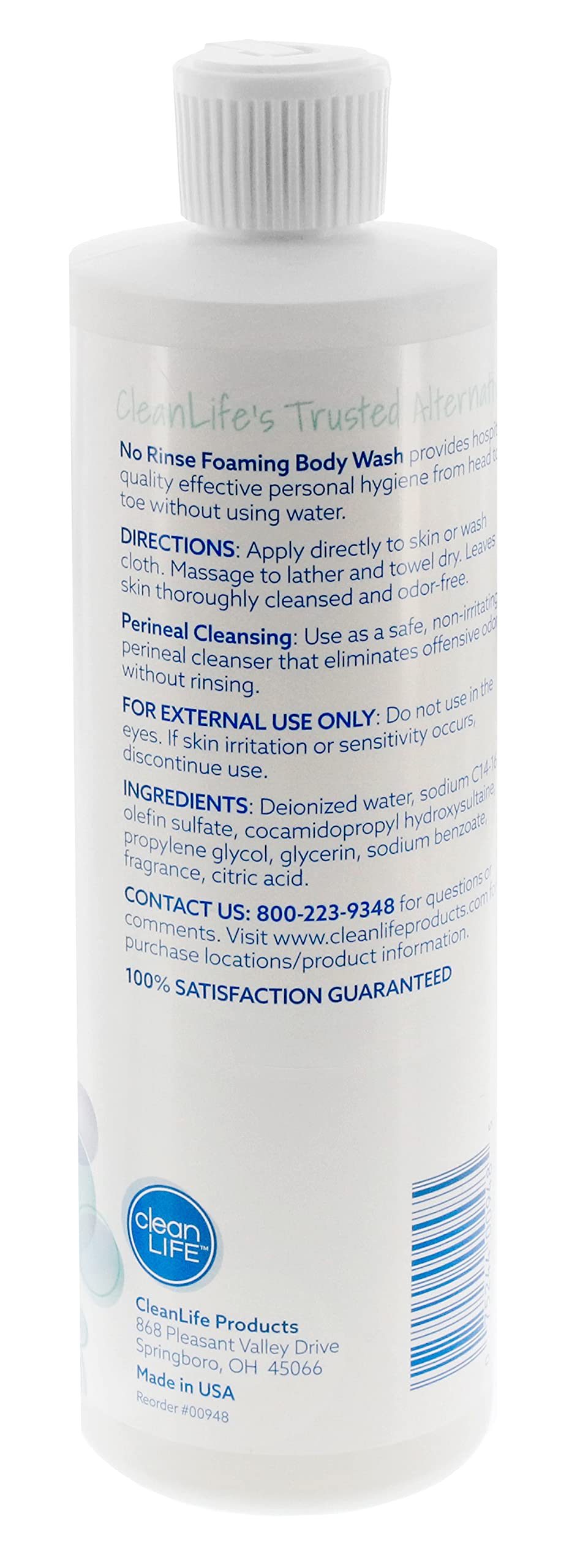 No-Rinse Foaming Body Wash Refill 16oz – Waterless, Rinse-Free Cleanser for All Ages