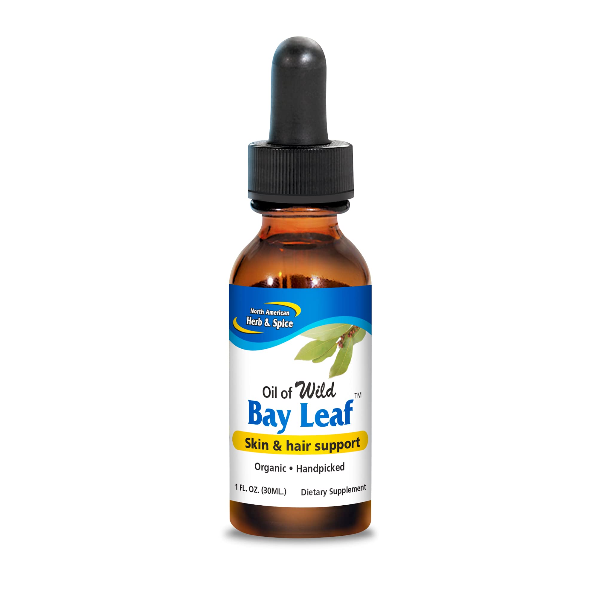 North American Herb & Spice Wild Oil of Bay Leaf – Organic, Non-GMO, 1 fl oz for Skin & Hair Support
