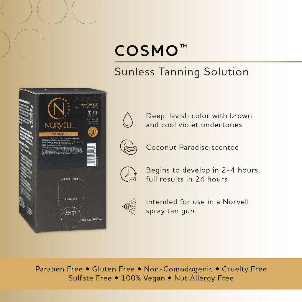 Norvell Cosmo Spray Tan Solution 128 oz – Long-Lasting Sunless Bronze