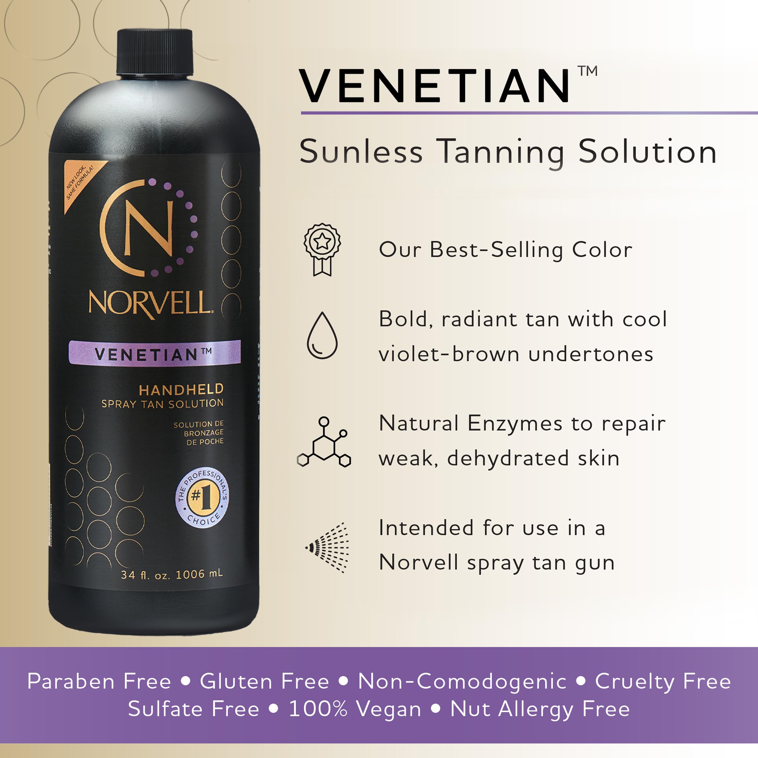 Norvell Venetian Premium Spray Tan Solution 1L | Natural Bronze, Streak-Free