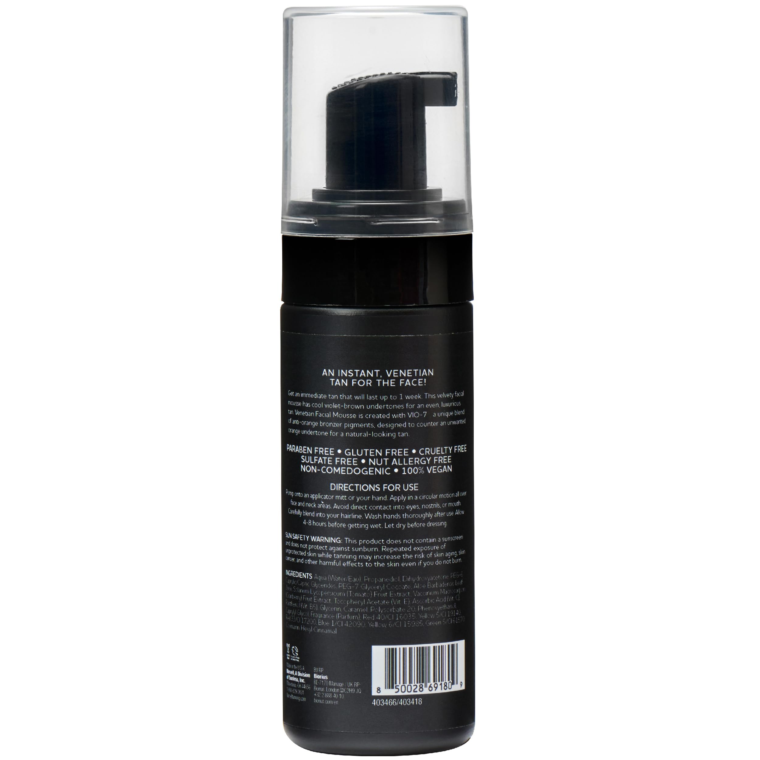Norvell Venetian Sunless Facial Mousse with Bronzer – Instant Natural-Looking Tan (1.7 oz)