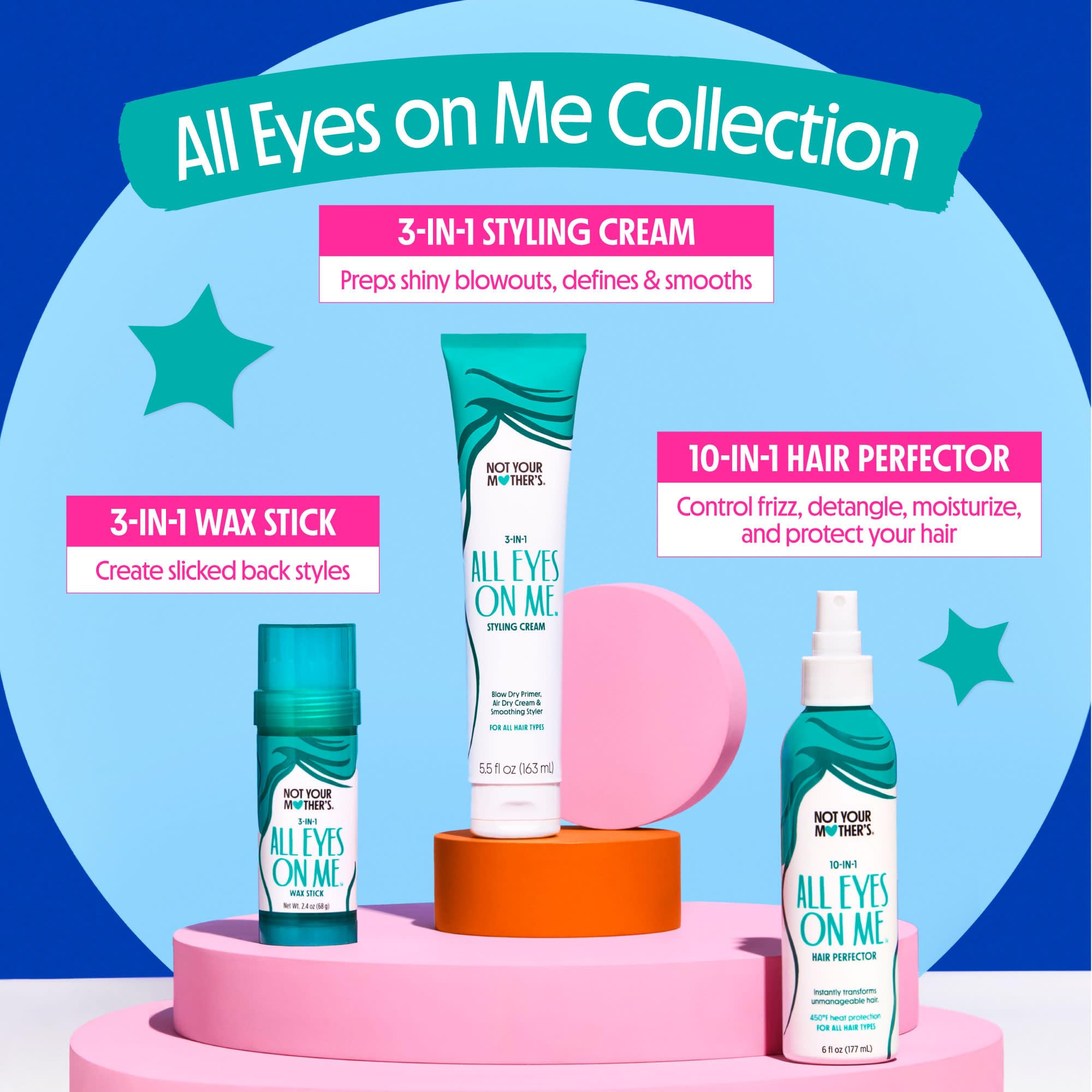 Not Your Mother's All Eyes On Me: 10-in-1 Hair Perfector & 3-in-1 Wax Stick & Styling Cream (3-Pack) for All Hair Types