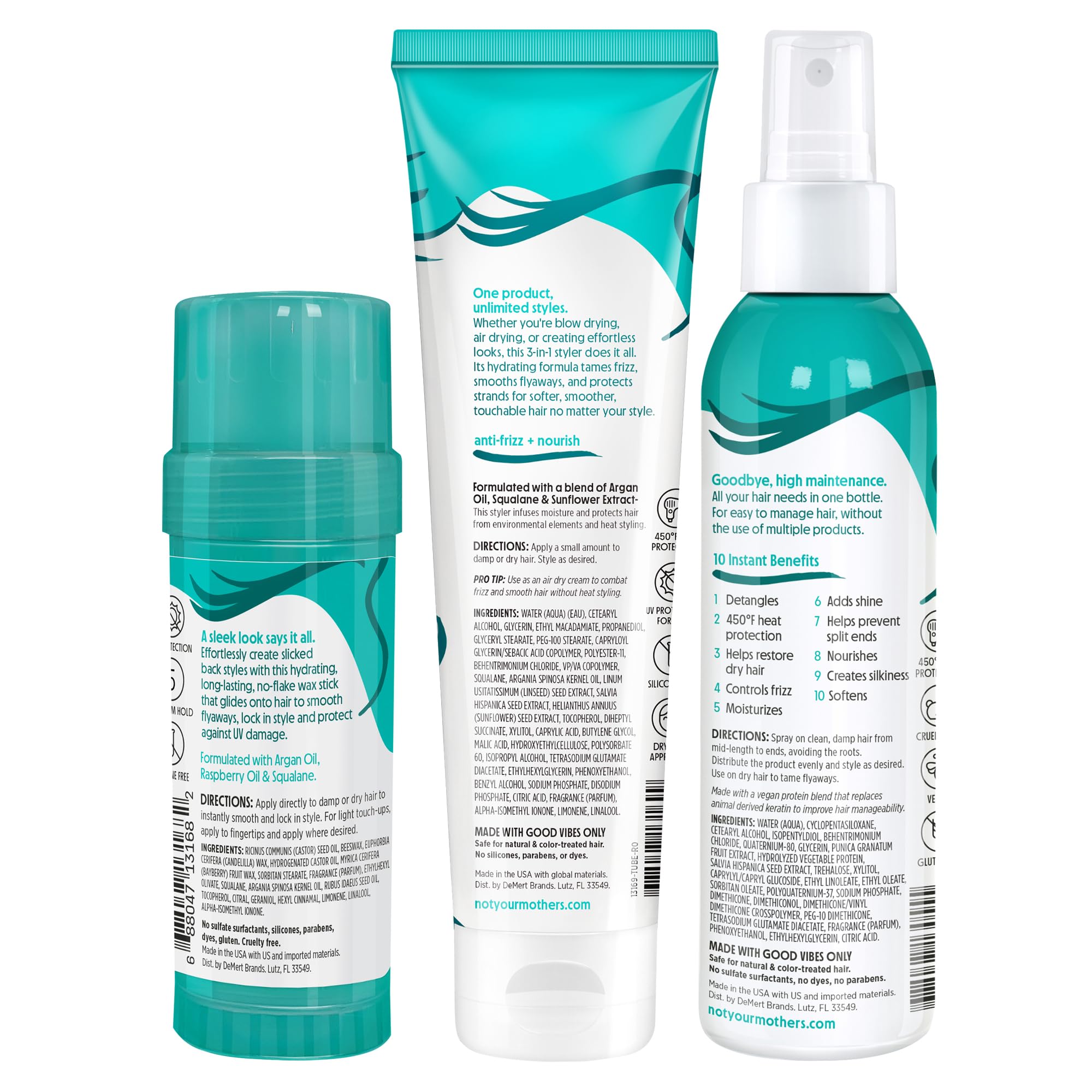 Not Your Mother's All Eyes On Me: 10-in-1 Hair Perfector & 3-in-1 Wax Stick & Styling Cream (3-Pack) for All Hair Types