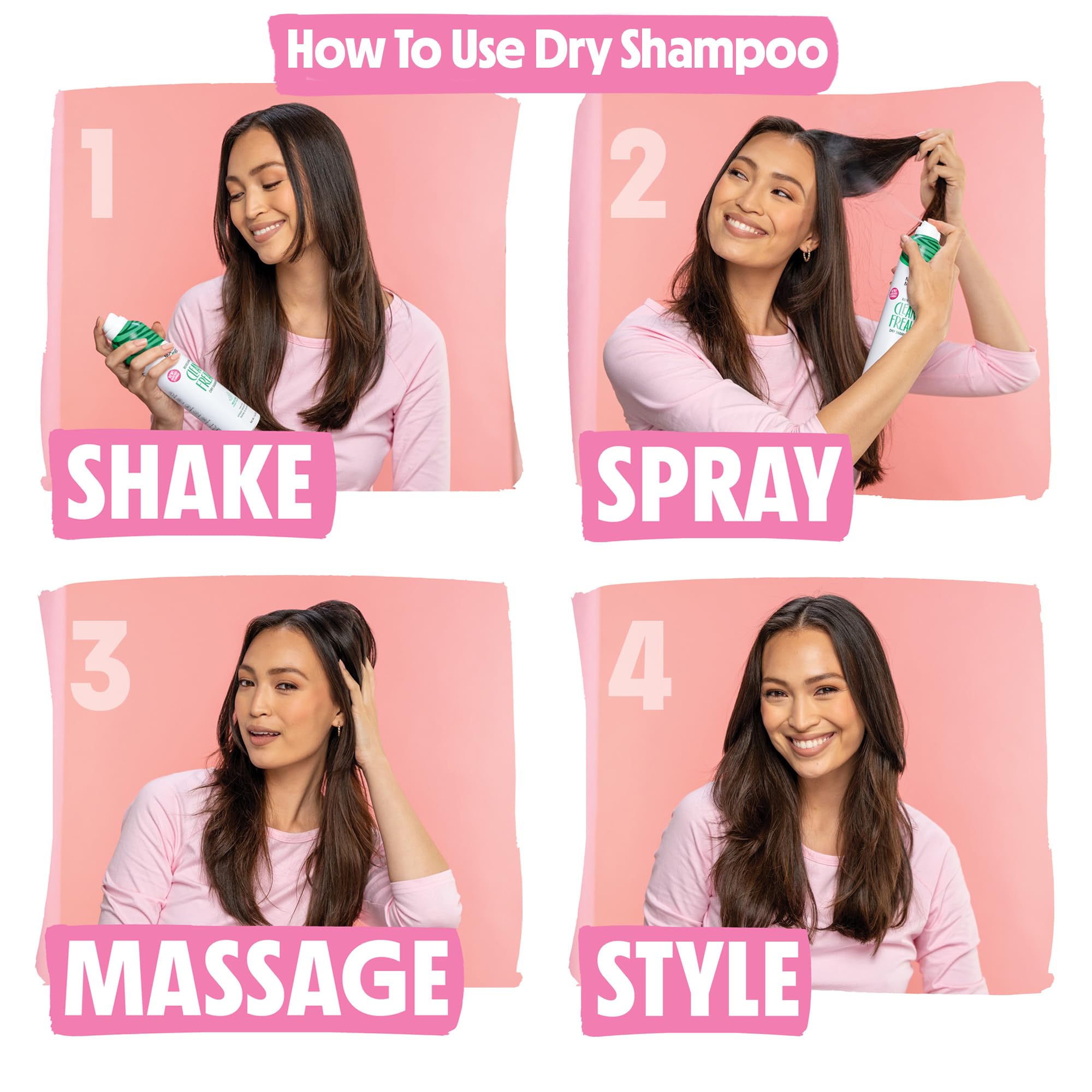 Not Your Mother's Clean Freak Dark Hair Dry Shampoo (2 Pack) – 7 oz Each | Brunette-Tinted Oil Absorption, No-Rinse