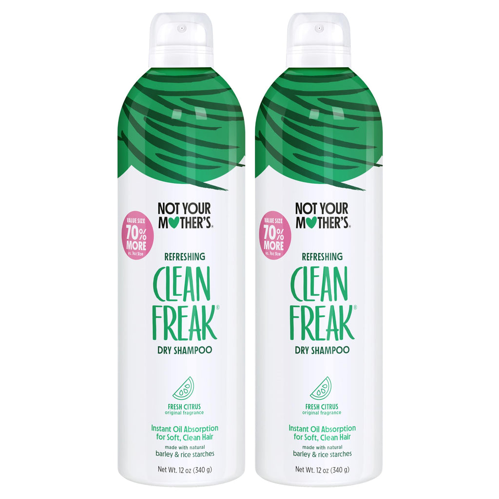 Not Your Mother's Clean Freak Refreshing Jumbo Dry Shampoo (2-Pack) – 12 oz Each | Fresh Citrus