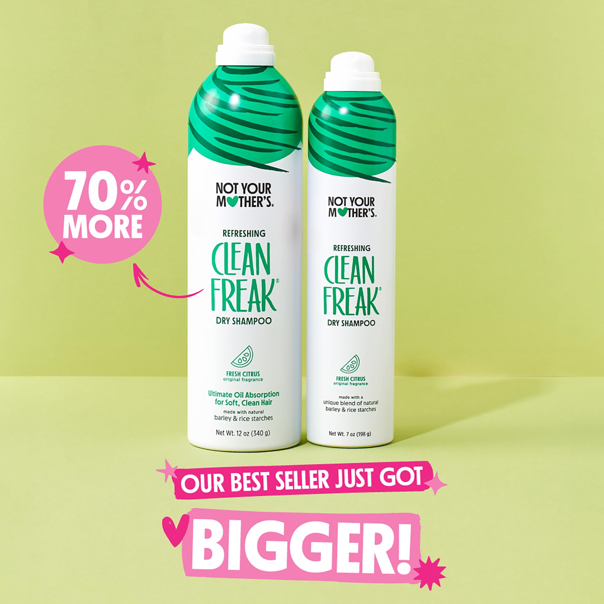 Not Your Mother's Clean Freak Refreshing Jumbo Dry Shampoo (2-Pack) – 12 oz Each | Fresh Citrus