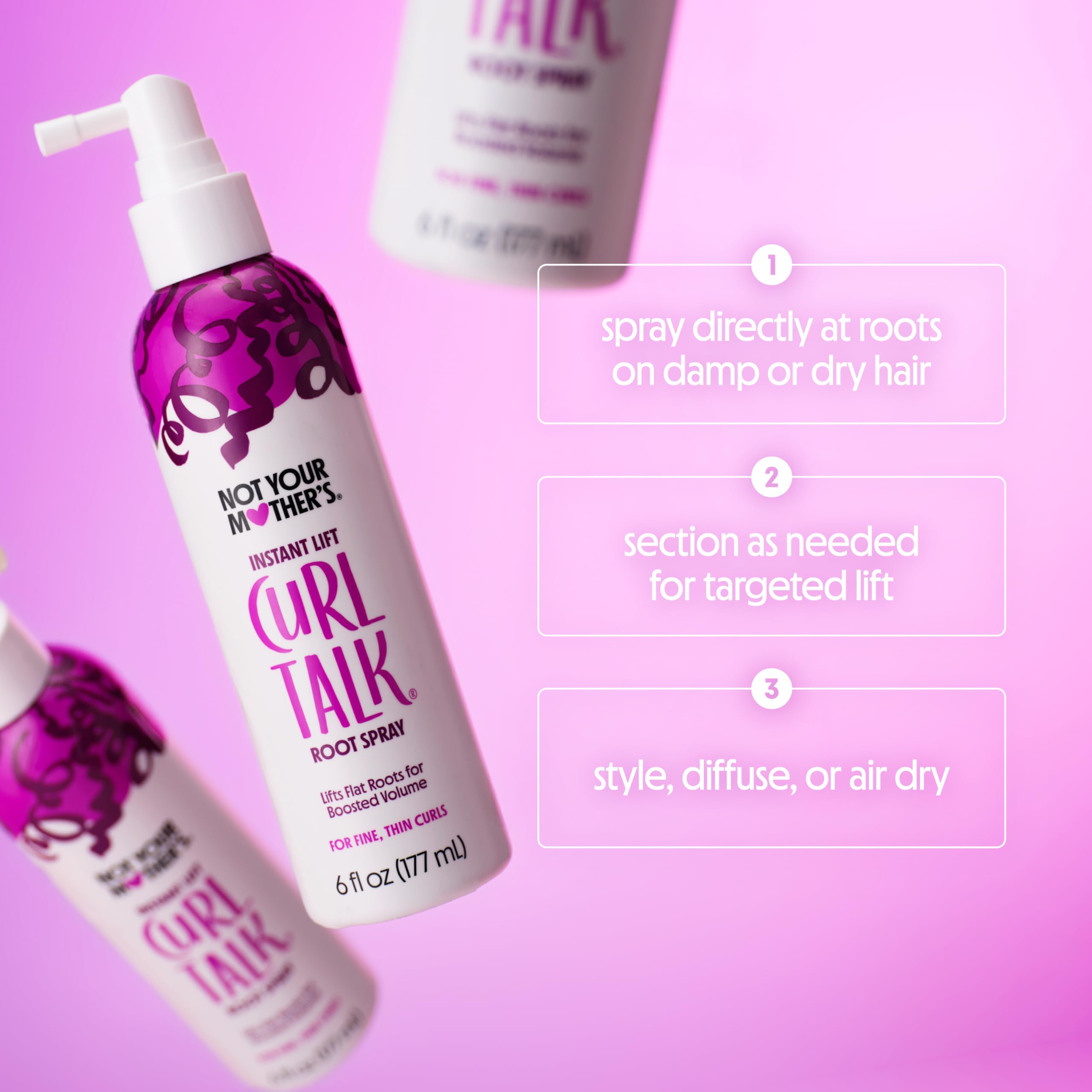 Not Your Mother's Curl Talk Instant Lift Root Spray & Strengthening Volume Foam (2-Pack) – Biotin, Peptides & Rice Protein