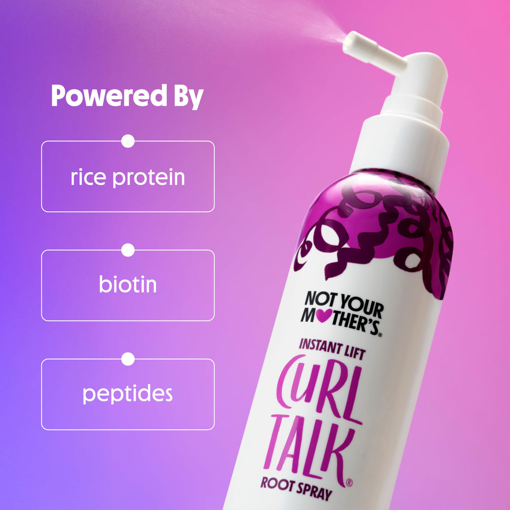 Not Your Mother's Curl Talk Instant Lift Root Spray & Strengthening Volume Foam (2-Pack) – Biotin, Peptides & Rice Protein