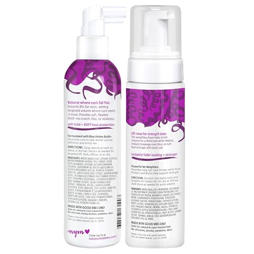 Not Your Mother's Curl Talk Instant Lift Root Spray & Strengthening Volume Foam (2-Pack) – Biotin, Peptides & Rice Protein