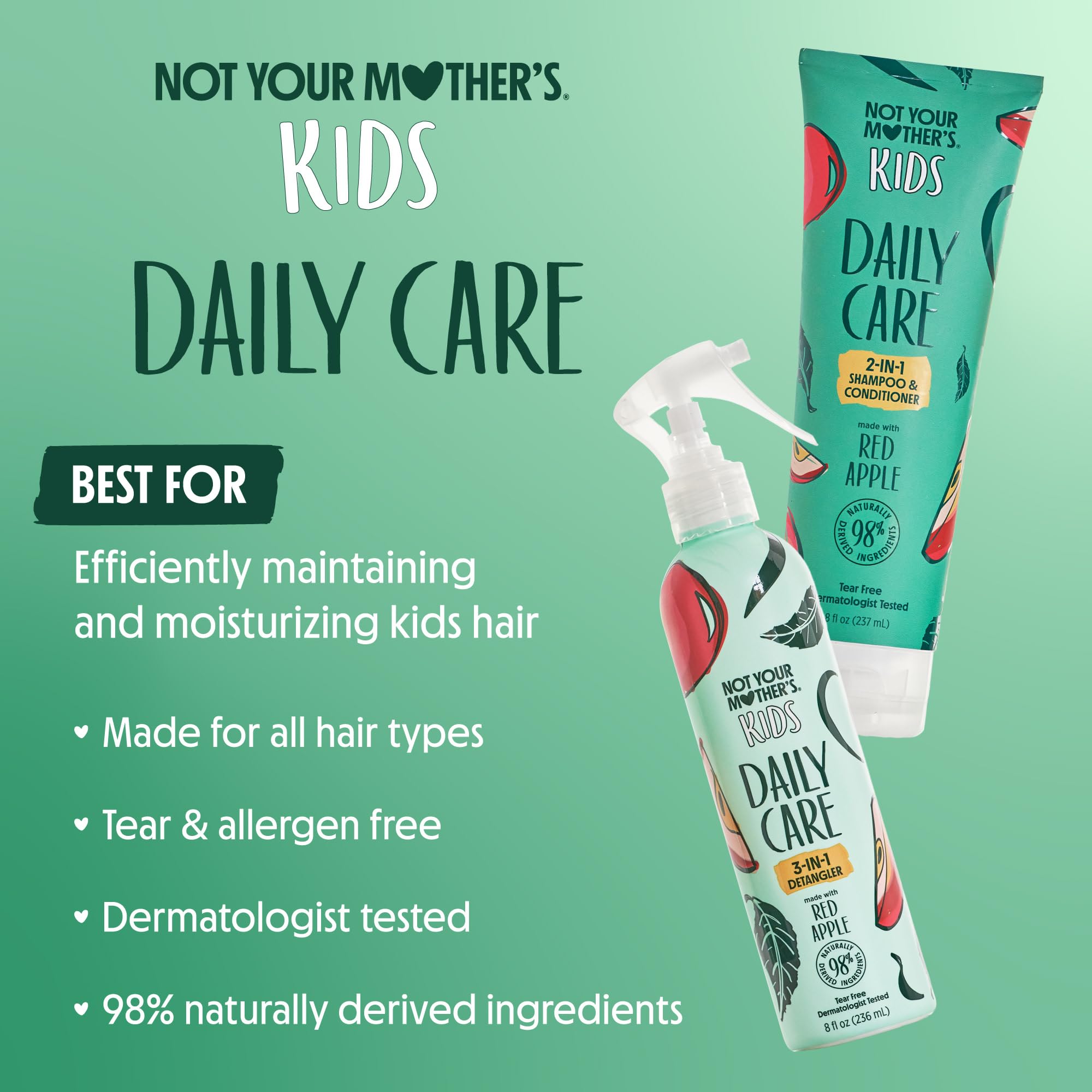 Not Your Mother's Kids Daily Care 2-in-1 Shampoo & Conditioner + 3-in-1 Detangler (2-Pack) – All Hair Types