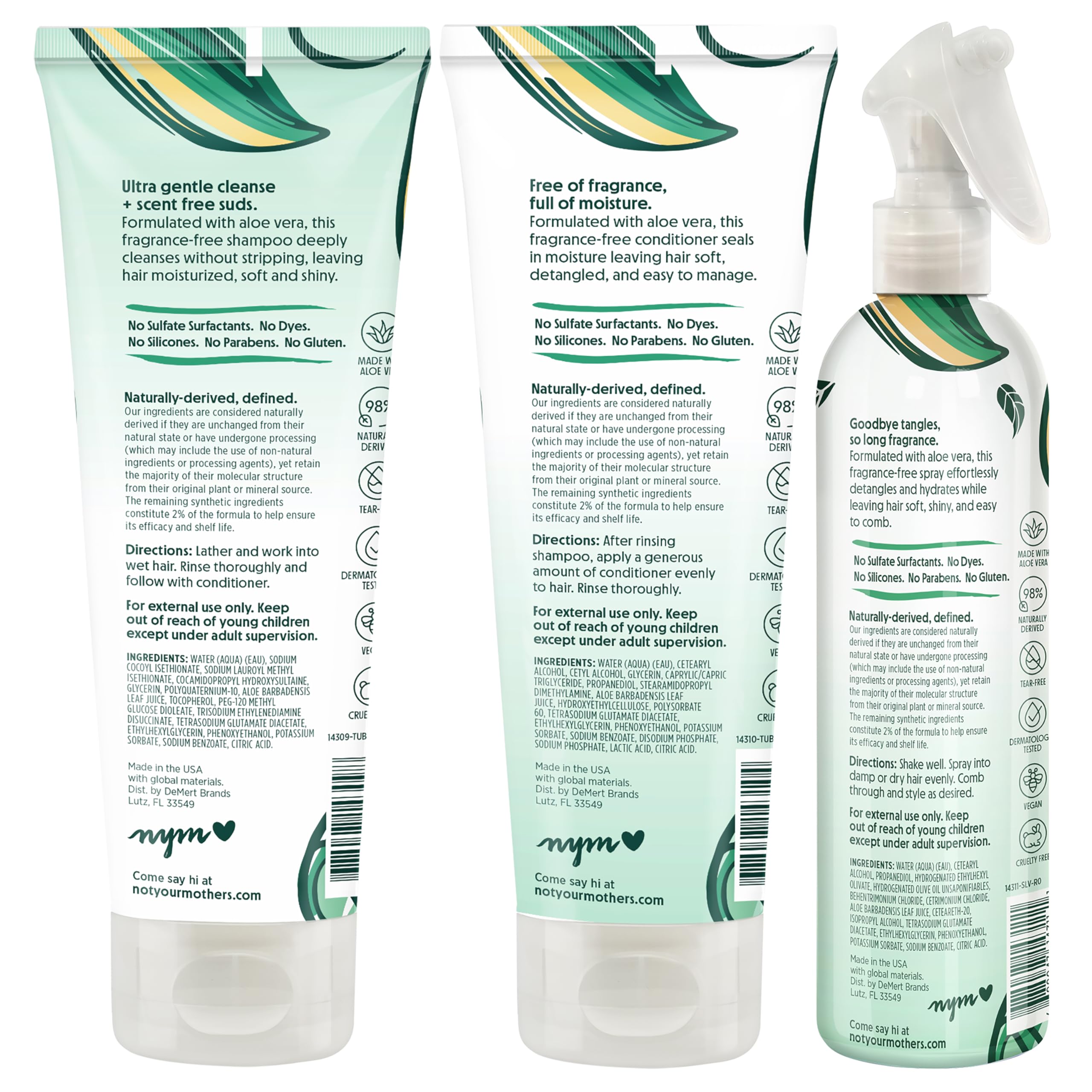 Not Your Mother's Kids Daily Care Bundle — Fragrance Free Shampoo, Conditioner & Detangler (3-Pack)
