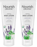 Nourish Organic Lavender Mint Body Lotion – Hydrating with Organic Aloe Vera, Shea Butter & Coconut Oil (8 oz) + Washable Cotton Round
