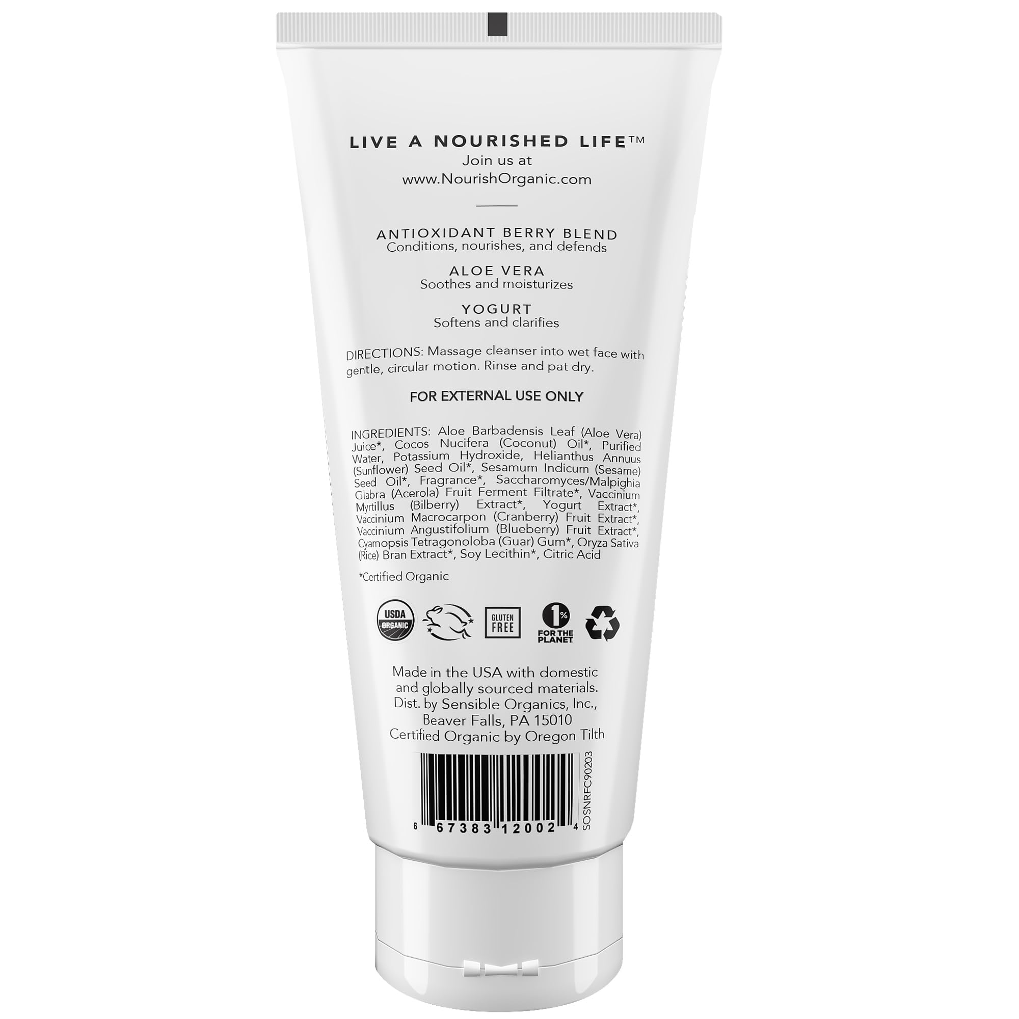 Nourish Organic Face Cleanser – Bilberry & Arctic Berries Anti-Aging Foaming Wash