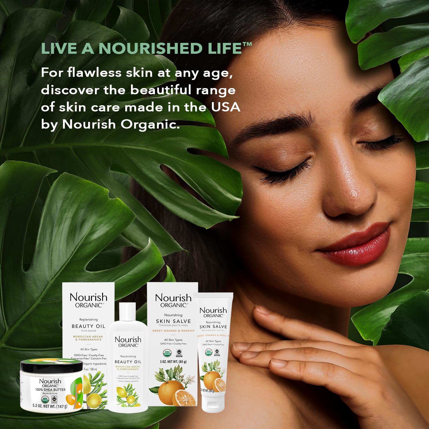 Nourish Organic Lavender Mint Body Lotion – Hydrating with Organic Aloe Vera, Shea Butter & Coconut Oil (8 oz) + Washable Cotton Round