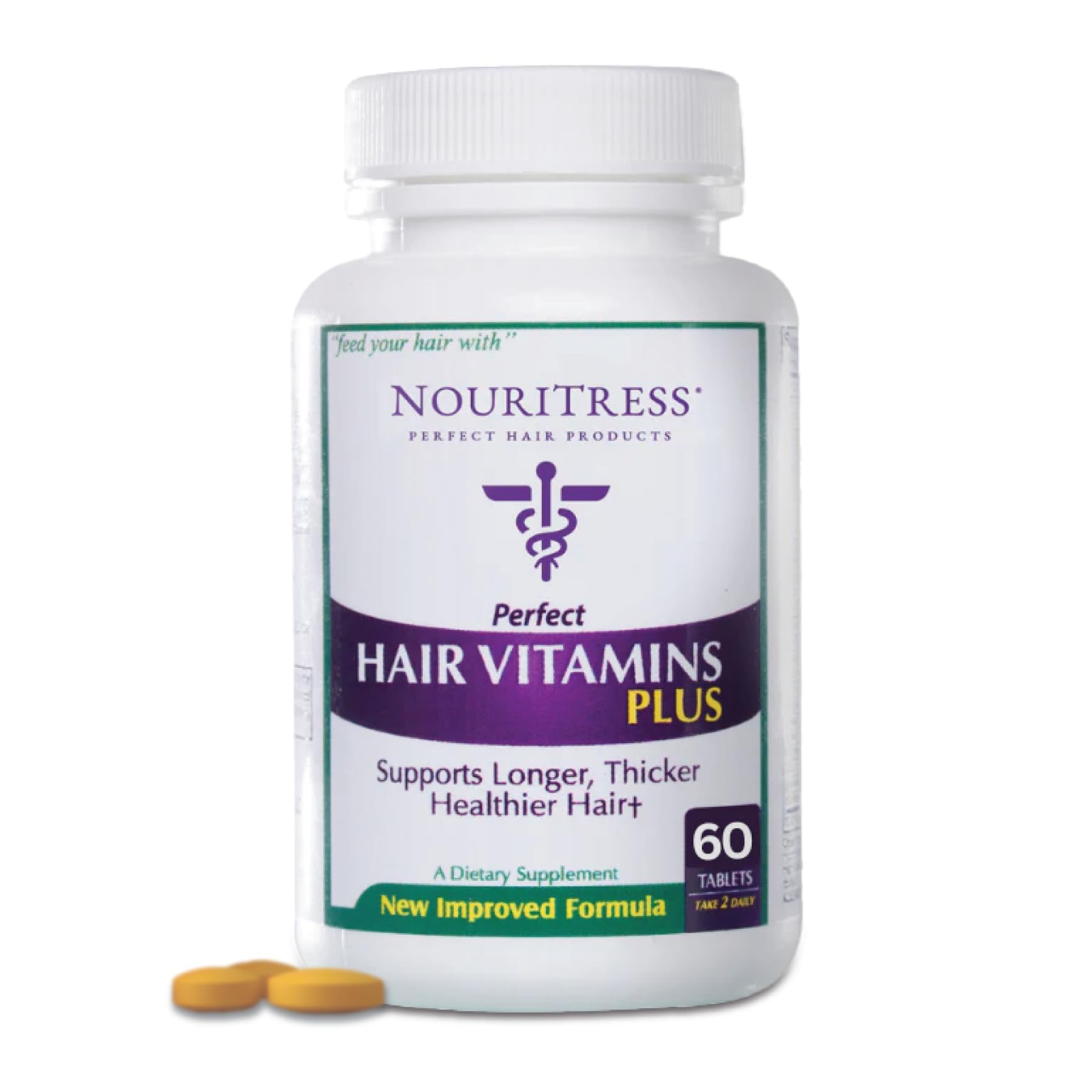 NouriTress Perfect Hair Vitamins Plus – 60 Tabs, DHT Blocker Formula, Salon-Strength