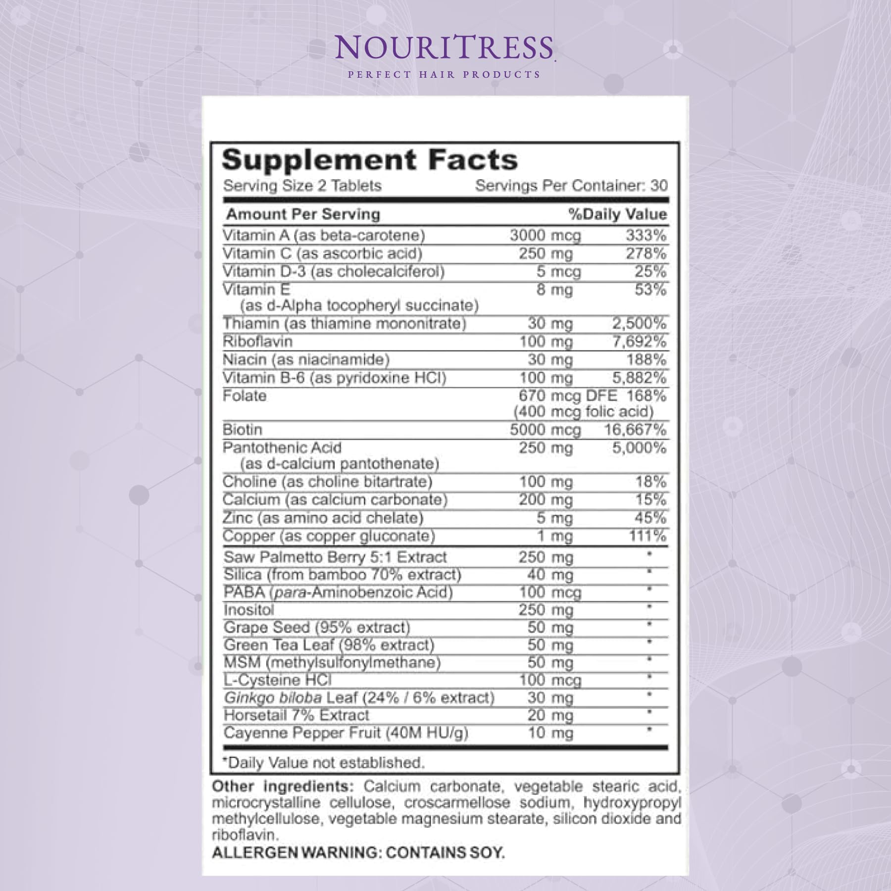 NouriTress Perfect Hair Vitamins Plus – 60 Tabs, DHT Blocker Formula, Salon-Strength