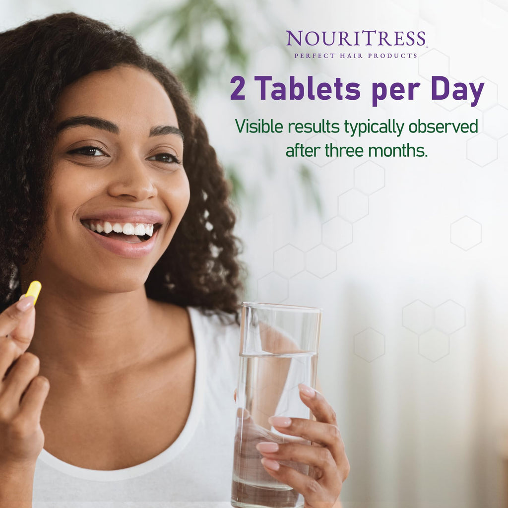 NouriTress Perfect Hair Vitamins Plus – 60 Tabs, DHT Blocker Formula, Salon-Strength