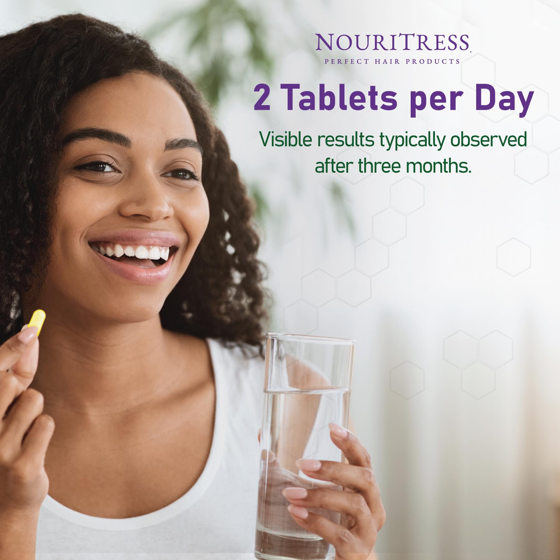 NouriTress Perfect Hair Vitamins Plus – 60 Tabs, DHT Blocker Formula, Salon-Strength
