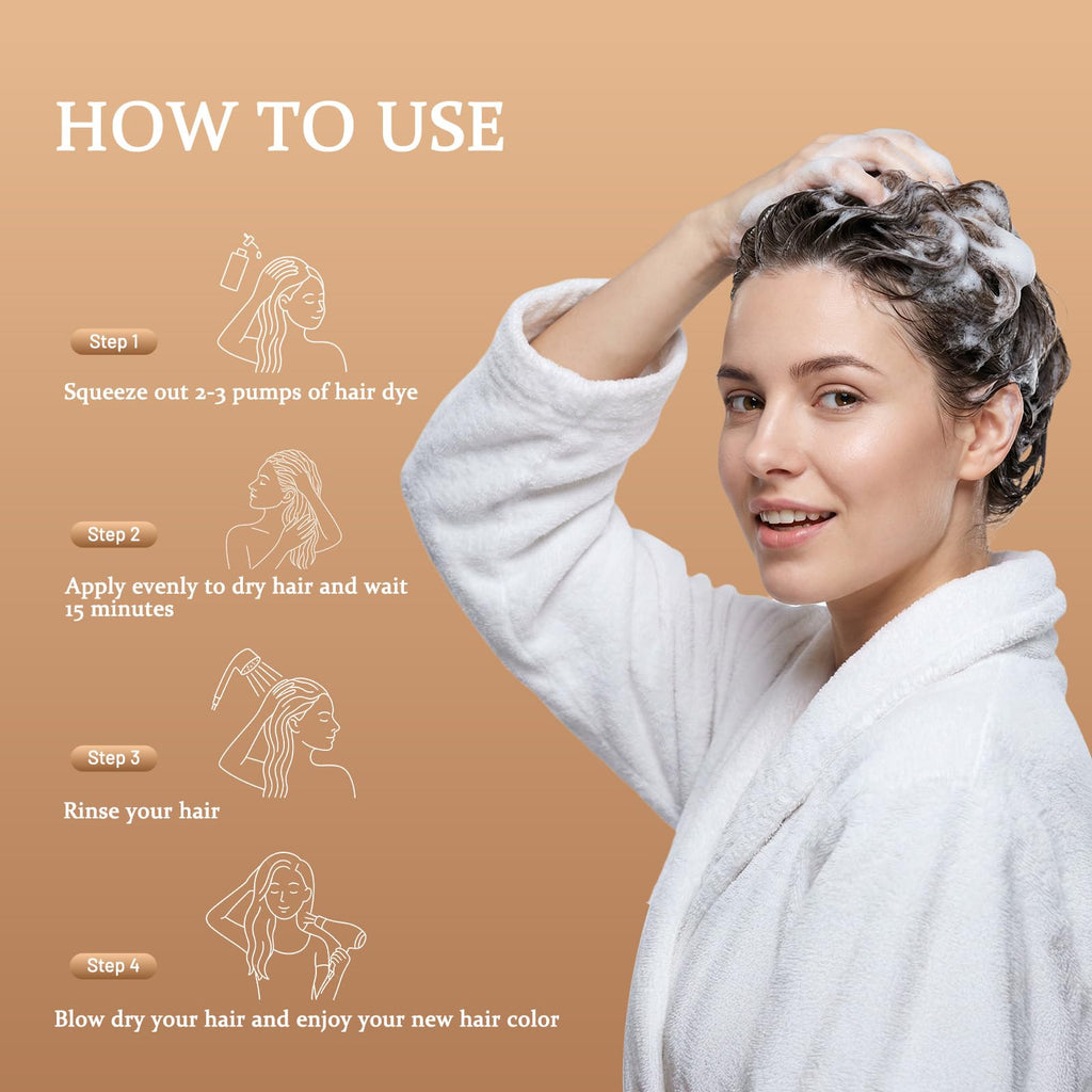 NOVA DYE Hair Dye Shampoo 3-in-1 | Natural Grey Coverage for Dark Brown Hair