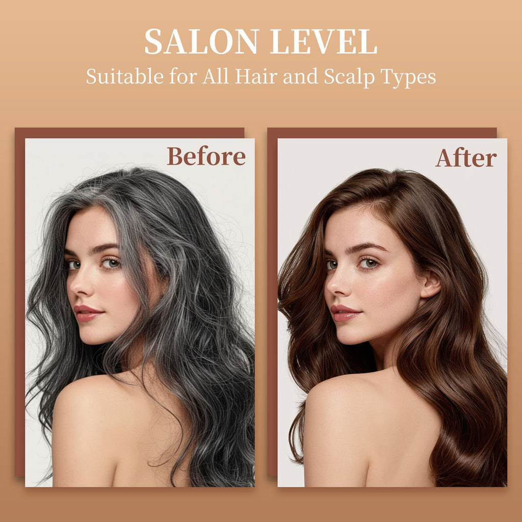 NOVA DYE Hair Dye Shampoo 3-in-1 | Natural Grey Coverage for Dark Brown Hair