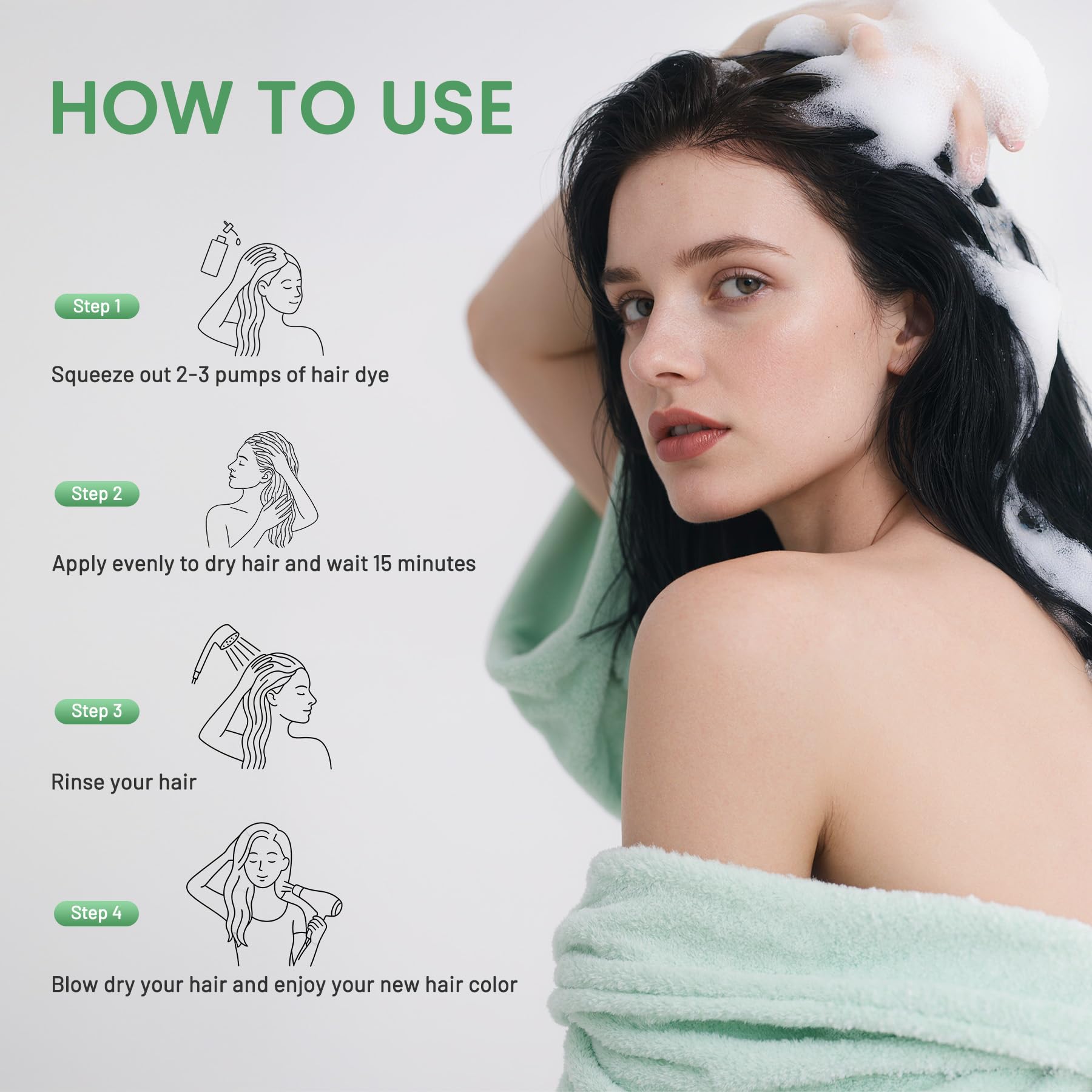 NOVA DYE Black Hair Dye Shampoo 3 in 1 | Natural Gray Coverage for Men & Women | Herbal Formula