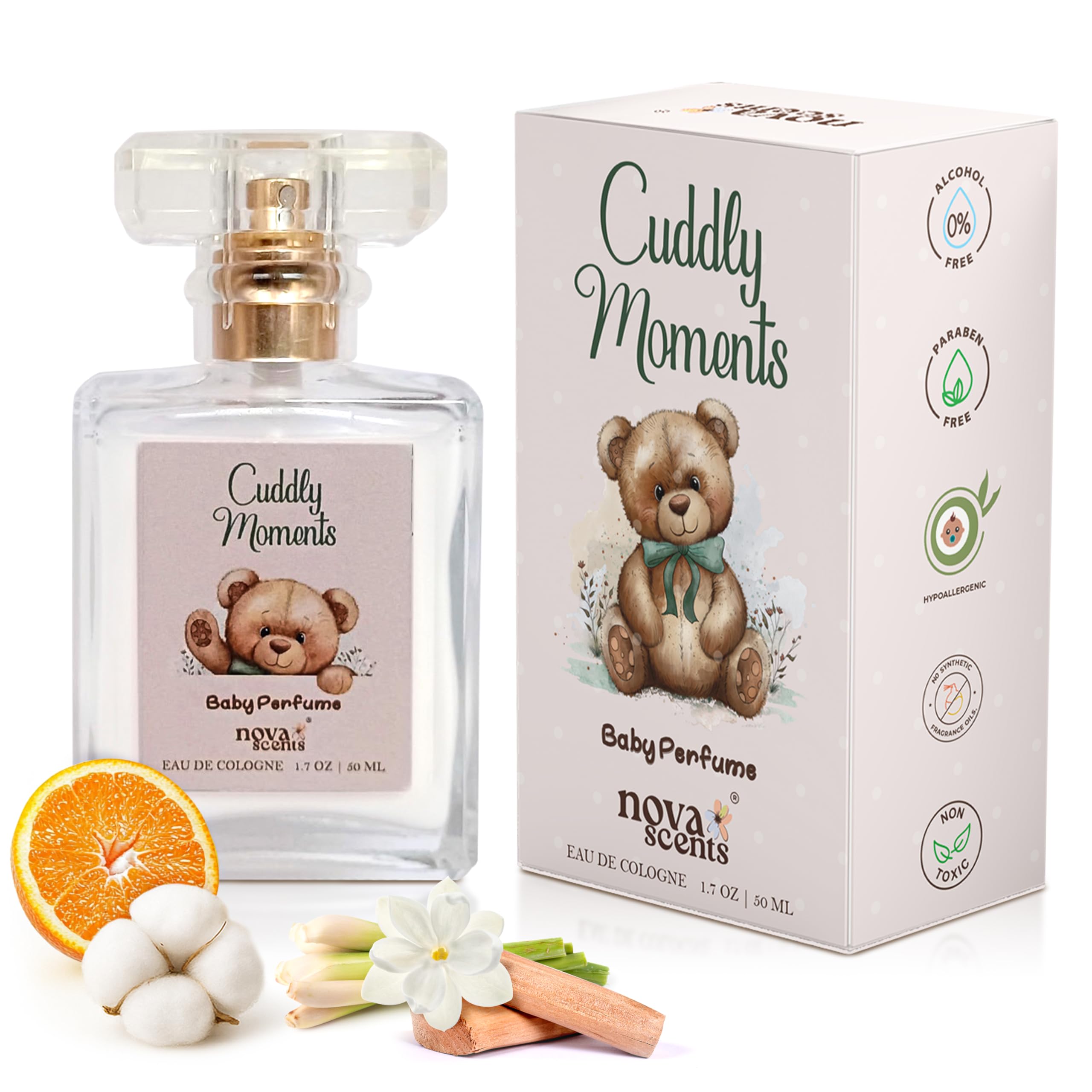 Nova Scents Baby Cologne – Alcohol-Free, Hypoallergenic & Paraben-Free (1.7 oz / 50 ml)