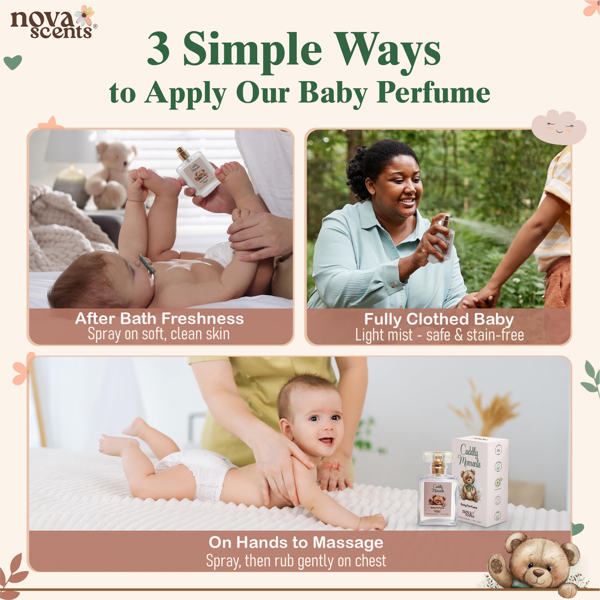 Nova Scents Baby Cologne – Alcohol-Free, Hypoallergenic & Paraben-Free (1.7 oz / 50 ml)