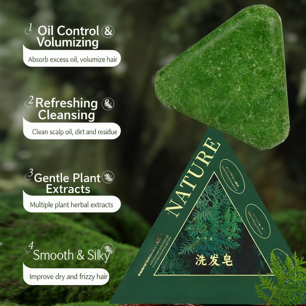 NovaCharm Seven Green Triangle Shampoo Bar – Gentle Cleansing, Strengthen Hair, 100g